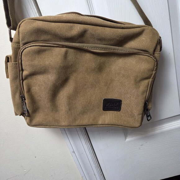 Olive Green Canvas Messenger Bag Laptop Shoulder Bag Durable Crossbody for Men - Picture 13 of 13